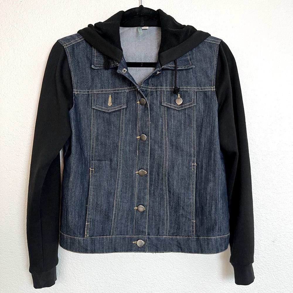 Moonlight denim & Jersey long sleeve jacket with hoodie size Small